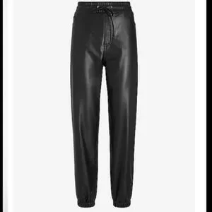High Waist Faux Leather Joggers